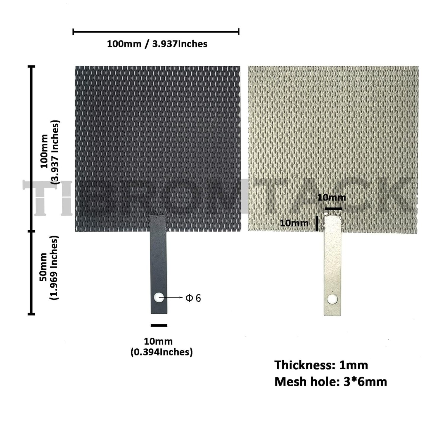 Titanium Anode Mesh with MMO Ruthenium-Iridium Coating and Cathode Electrolytic Mesh Without Coating for Chlor-Alkali Industry or Swimming Pool Cleaning