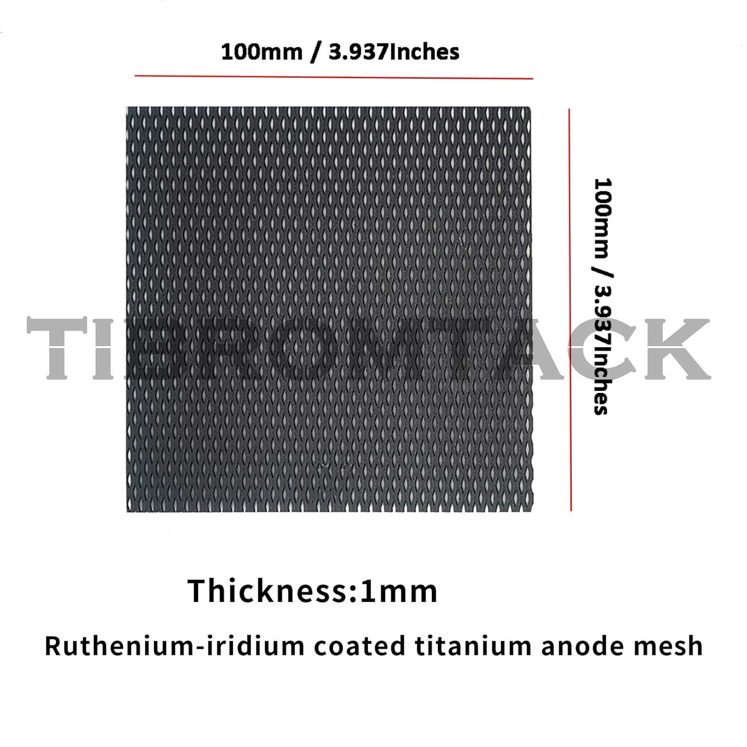 TIBROMTACK 4 Pieces Electrochemical Titanium Anode Mesh with MMO Ruthenium Iridium Coating, GHR101
