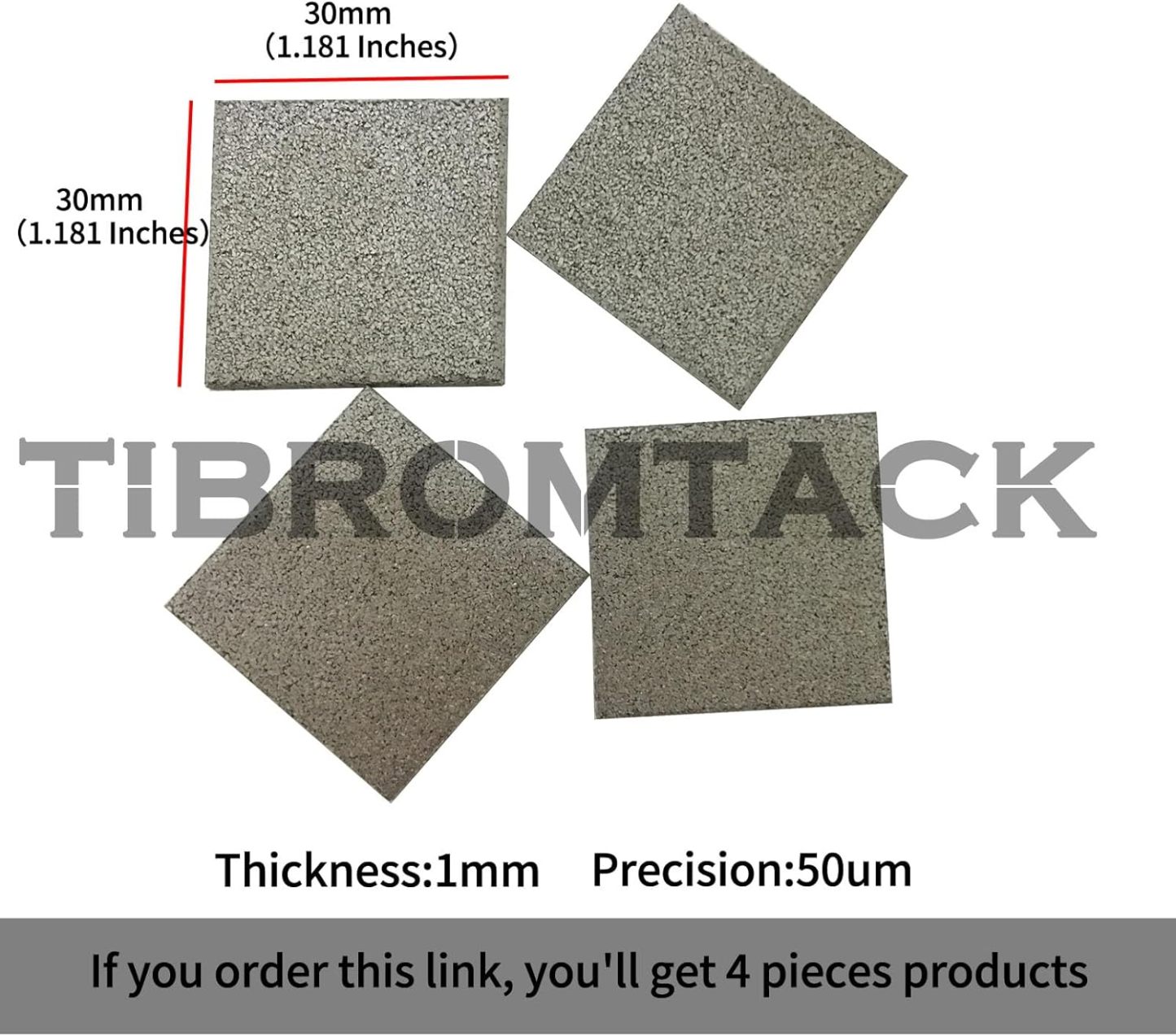 Titanium Microporous Plate, Porous Titanium Plate, Metal Powder Sintered Plate with Gas Homogenization Treatment, 30 * 30 * 1mm, 4 pieces