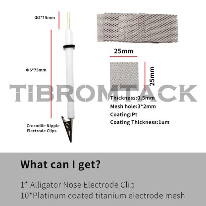 10 Pieces Platinum Coated Titanium Mesh Electrode with 1 Holder for Electrochemical Reaction