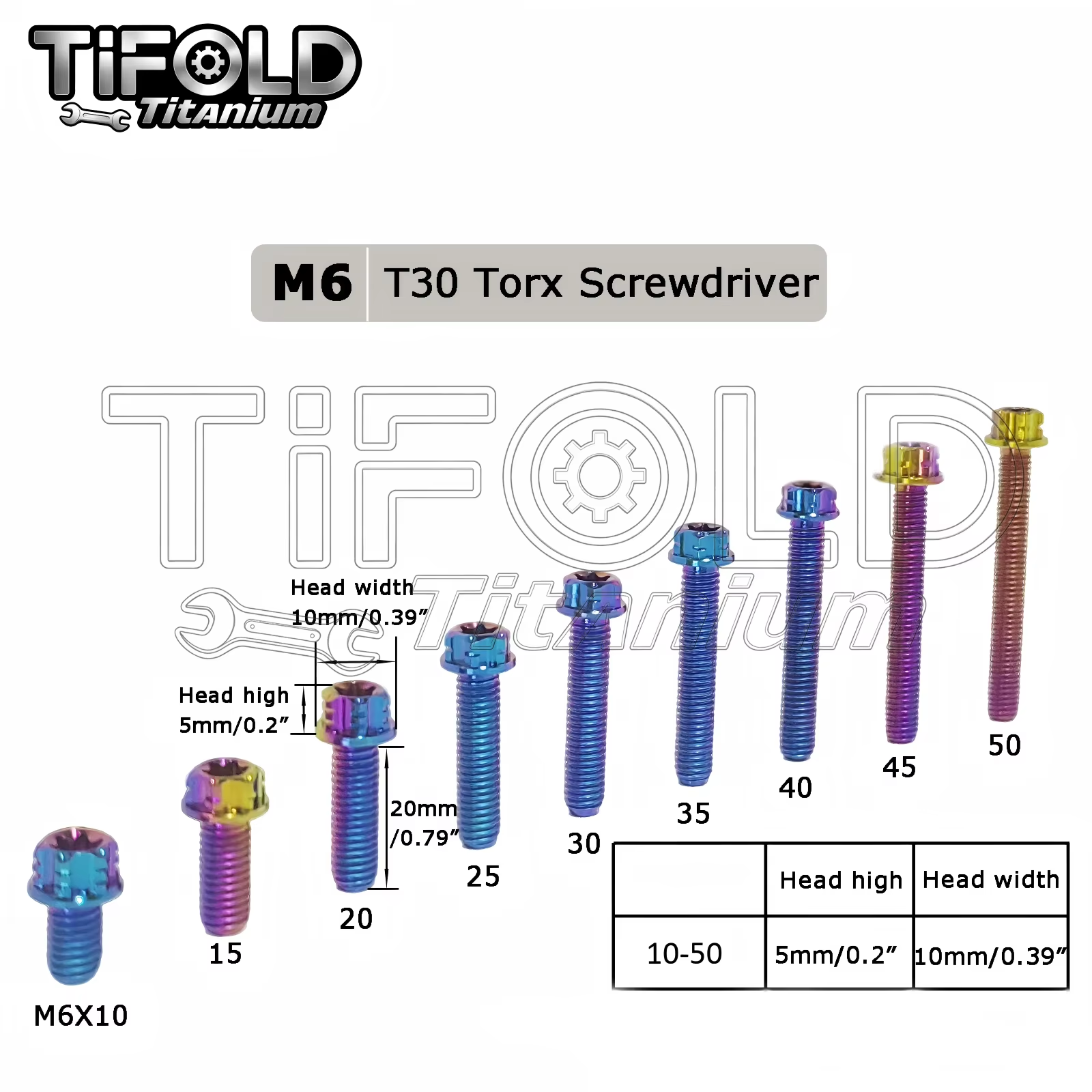  M6 Titanium Bolts 1Piece, T30 Torx Screwdriver Head, High Strength Lightweight for Motorcycle