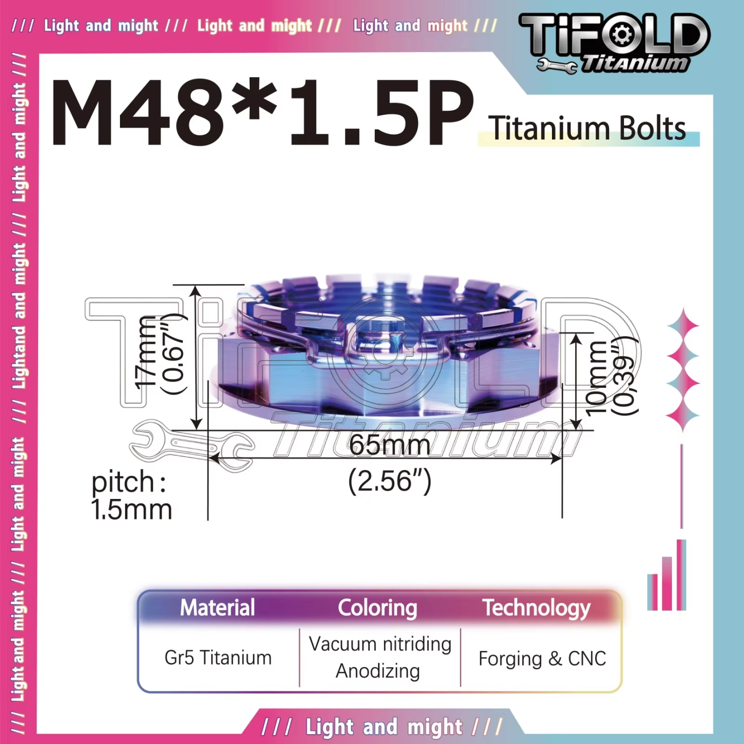 TIFOLD M48x1.5P Gr5 Titanium Axle Wheel Nut with Circlip for DUCATI Motorcycle