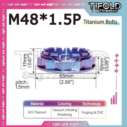 TIFOLD M48x1.5P Gr5 Titanium Axle Wheel Nut with Circlip for DUCATI Motorcycle
