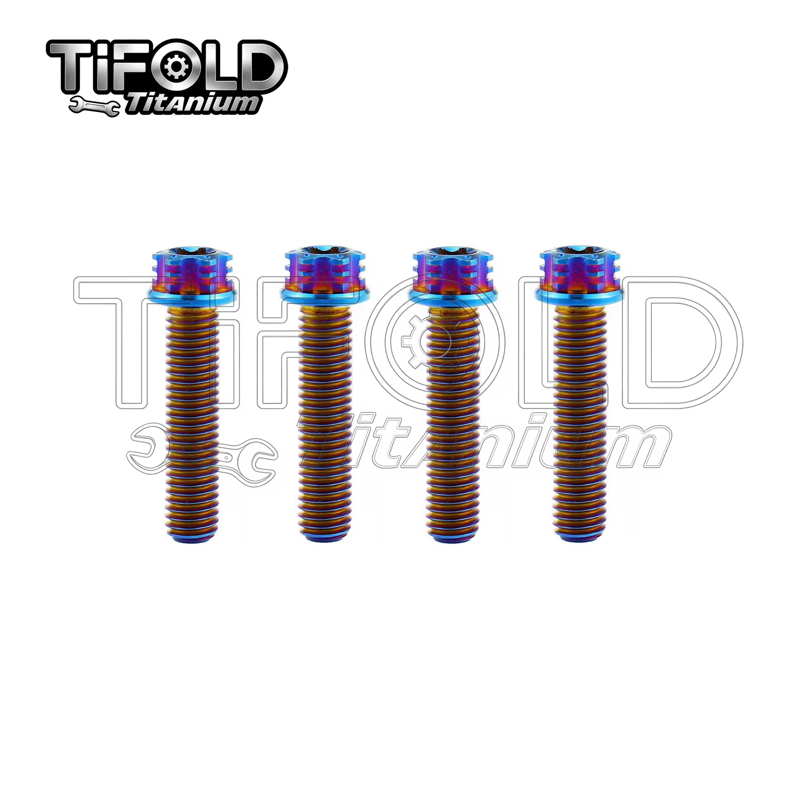 TIFOLD 4 pieces M8 titanium alloy screw flange inner and outer plum blossom screw engine pump fork screw