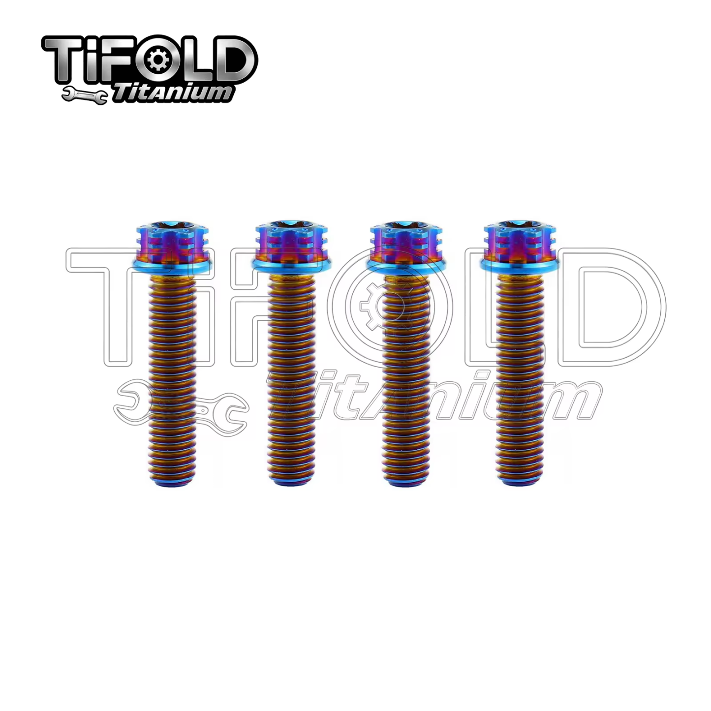 TIFOLD 4 pieces M8 titanium alloy screw flange inner and outer plum blossom screw engine pump fork screw