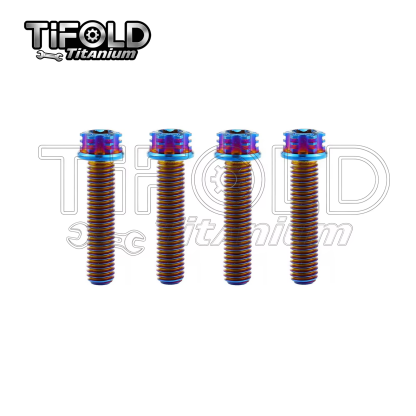 TIFOLD 4 pieces M8 titanium alloy screw flange inner and outer plum blossom screw engine pump fork screw
