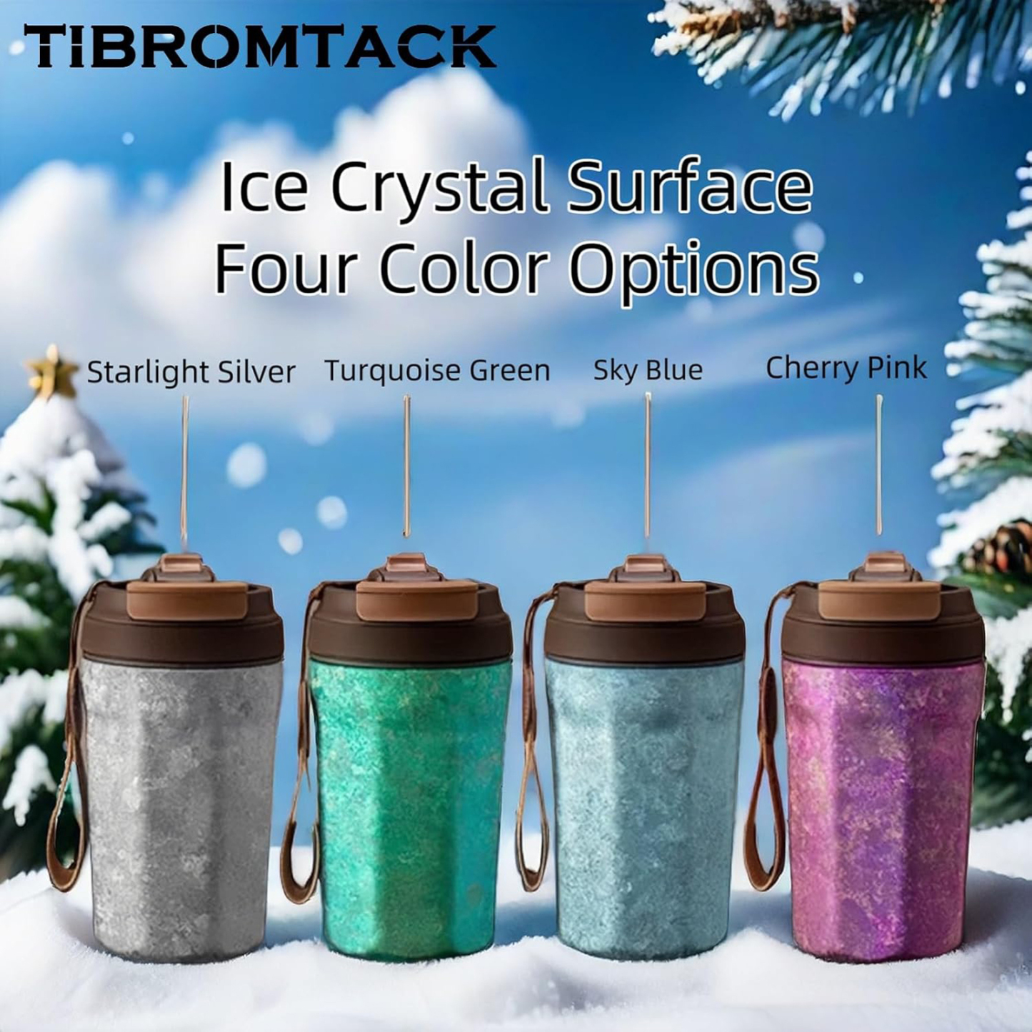 TIBROMTACK 15oz Travel Coffee Mug Titanium Coffee Travel Cup with Lid Leak Proof Small Travel Mug Reusable Portable Coffee Cup Insulated Coffee Tumbler for Hot and Cold Drinks