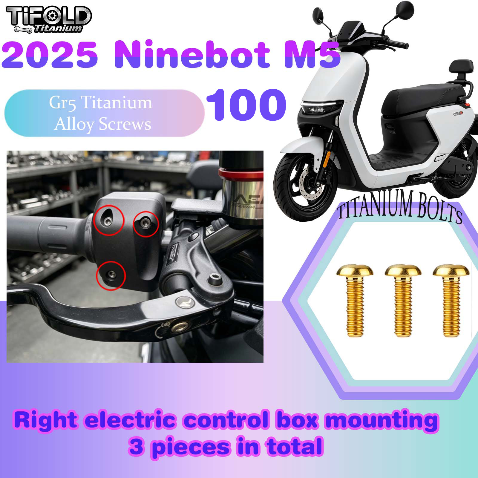 TIFOLD Titanium Alloy Modification Screws for Segway Ninebot M5 100 2025 Model Electric Motorcycle