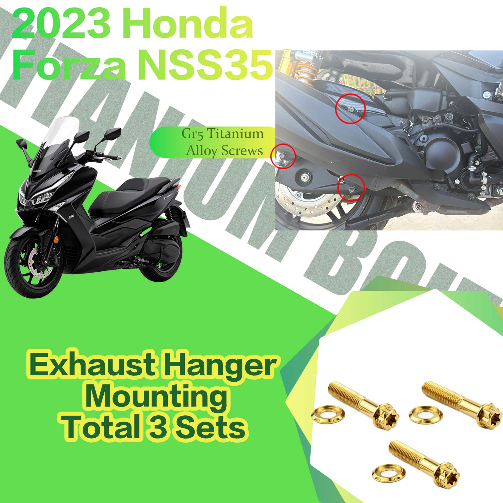 TIFOLD Titanium Alloy Modification Screws for Honda NSS350 Motorcycle, 2023 Model