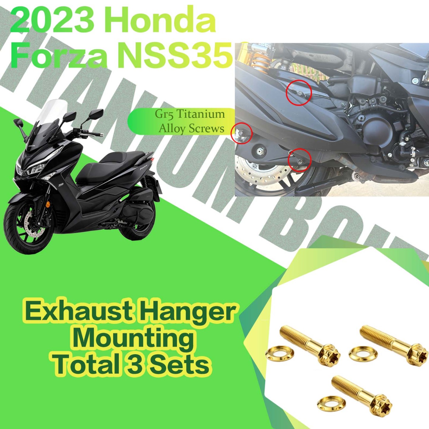 TIFOLD Titanium Alloy Modification Screws for Honda NSS350 Motorcycle, 2023 Model