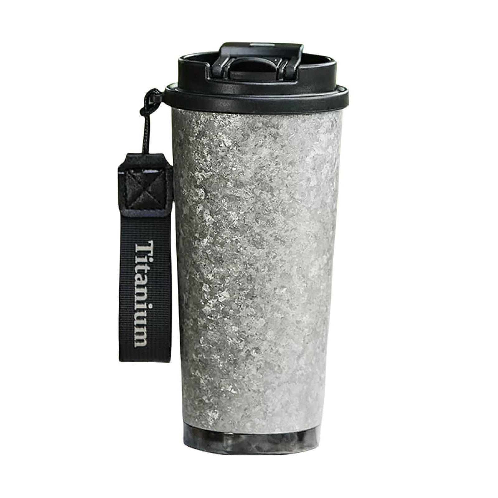 TIBROMTACK 18oz Insulated Coffee Tumbler, Titanium Vacuum Travel Coffee Mug with Straw Lid and Handle Keeps Hot and Cold Drinks for 12 Hours Double Wall Thermal Cup for Gift, Outdoor, Home, Office