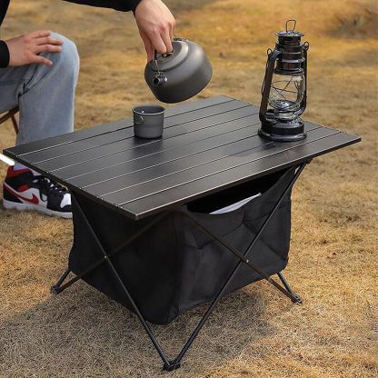 TIBROMTACK Folding Camping Table Portable Aluminum Outdoor Table with Storage Space and Carry Bag