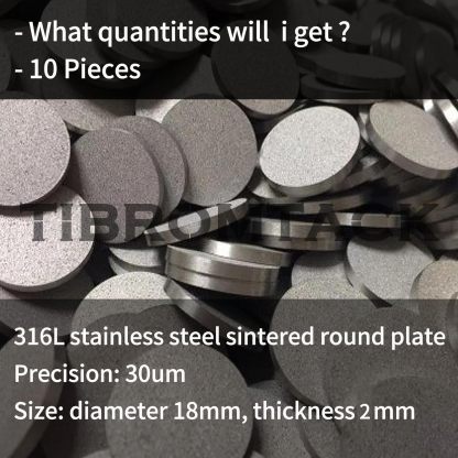 Stainless Steel Powder Particles Sintered Round Plate,10pc, Microporous Stainless Steel Filter Disc, The Surface Particles are Not Easy to Fall Off,Precision 30μm,Diameter 18mm,Thickness 2mm
