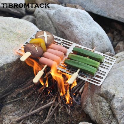 TIBROMTACK Titanium Grill Plate Ultralight Roasting Kitchen Utensils Cooling Rack for Outdoor BBQ Camping Backpacking Picnic on Fire