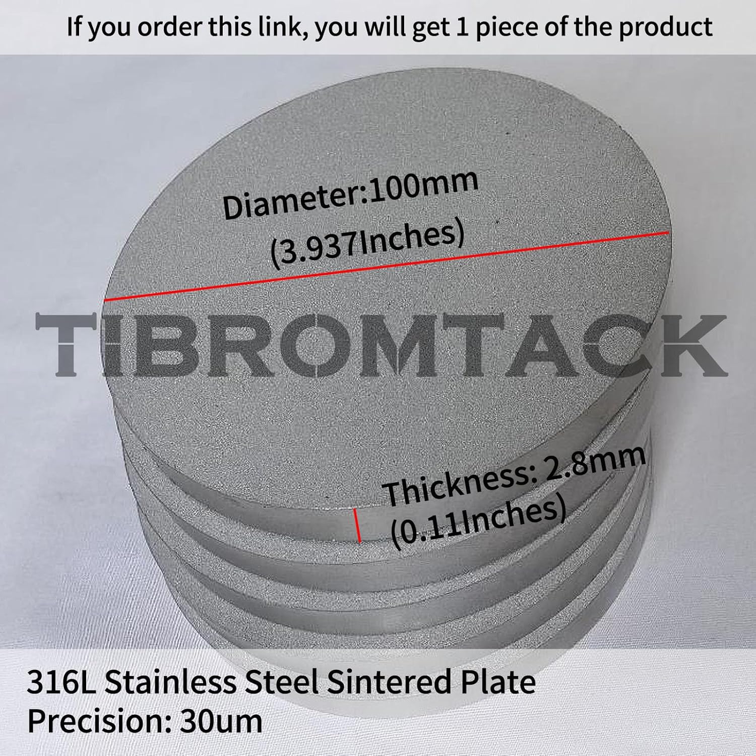 TIBROMTACK Stainless Steel Powder Sintered Filter Round Plates,Ultrafine Body Filter Supply Chemical Pharmaceutical,Diameter 3.93in,Precision 30μm,Thickness 0.11in