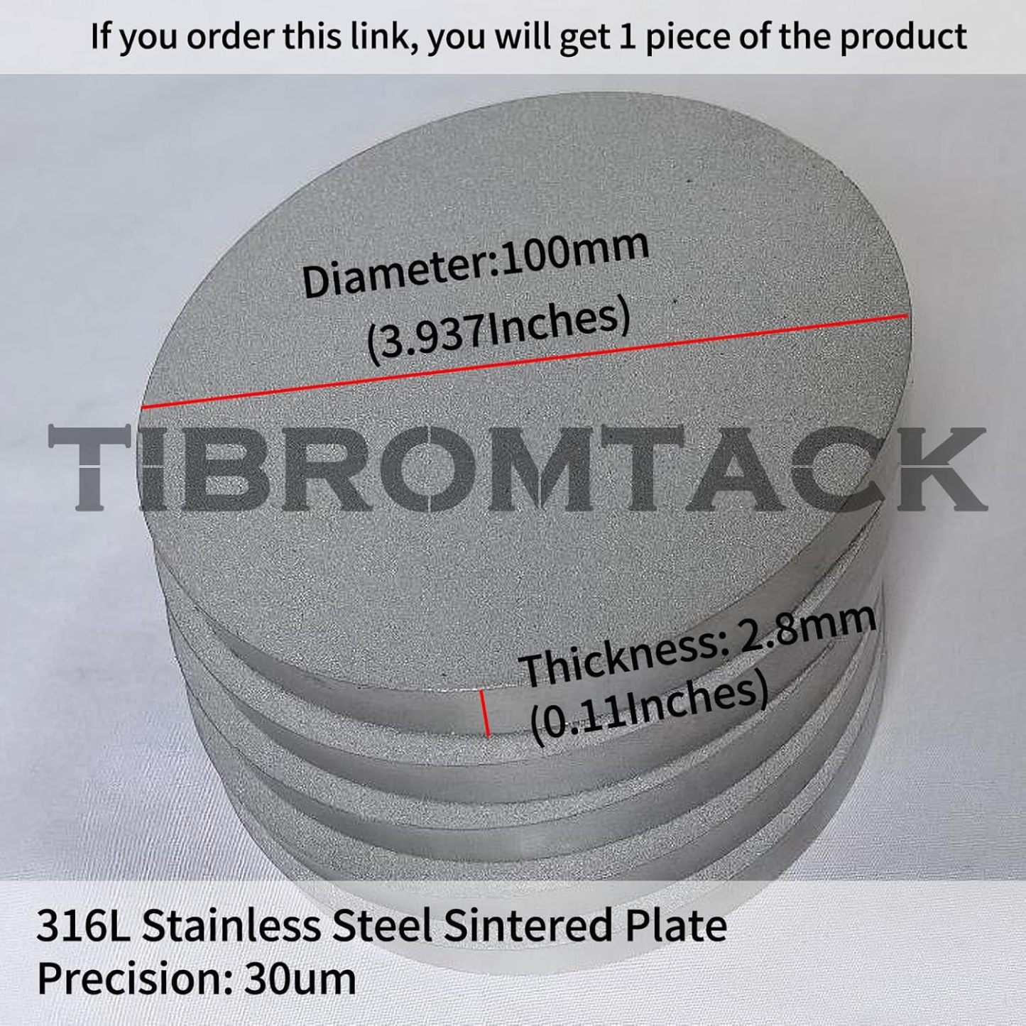 TIBROMTACK Stainless Steel Powder Sintered Filter Round Plates,Ultrafine Body Filter Supply Chemical Pharmaceutical,Diameter 3.93in,Precision 30μm,Thickness 0.11in