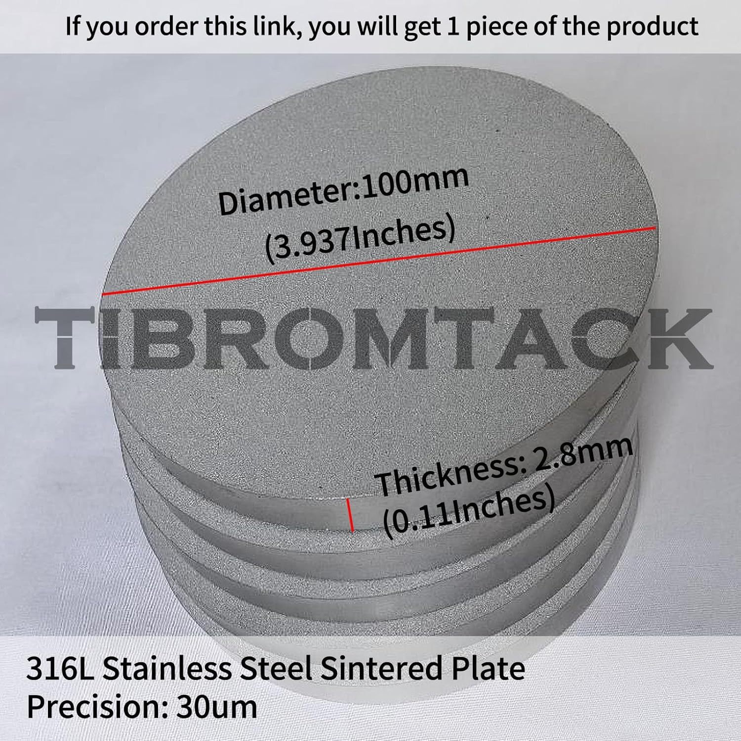 TIBROMTACK Stainless Steel Powder Sintered Filter Round Plates,Ultrafine Body Filter Supply Chemical Pharmaceutical,Diameter 3.93in,Precision 30μm,Thickness 0.11in