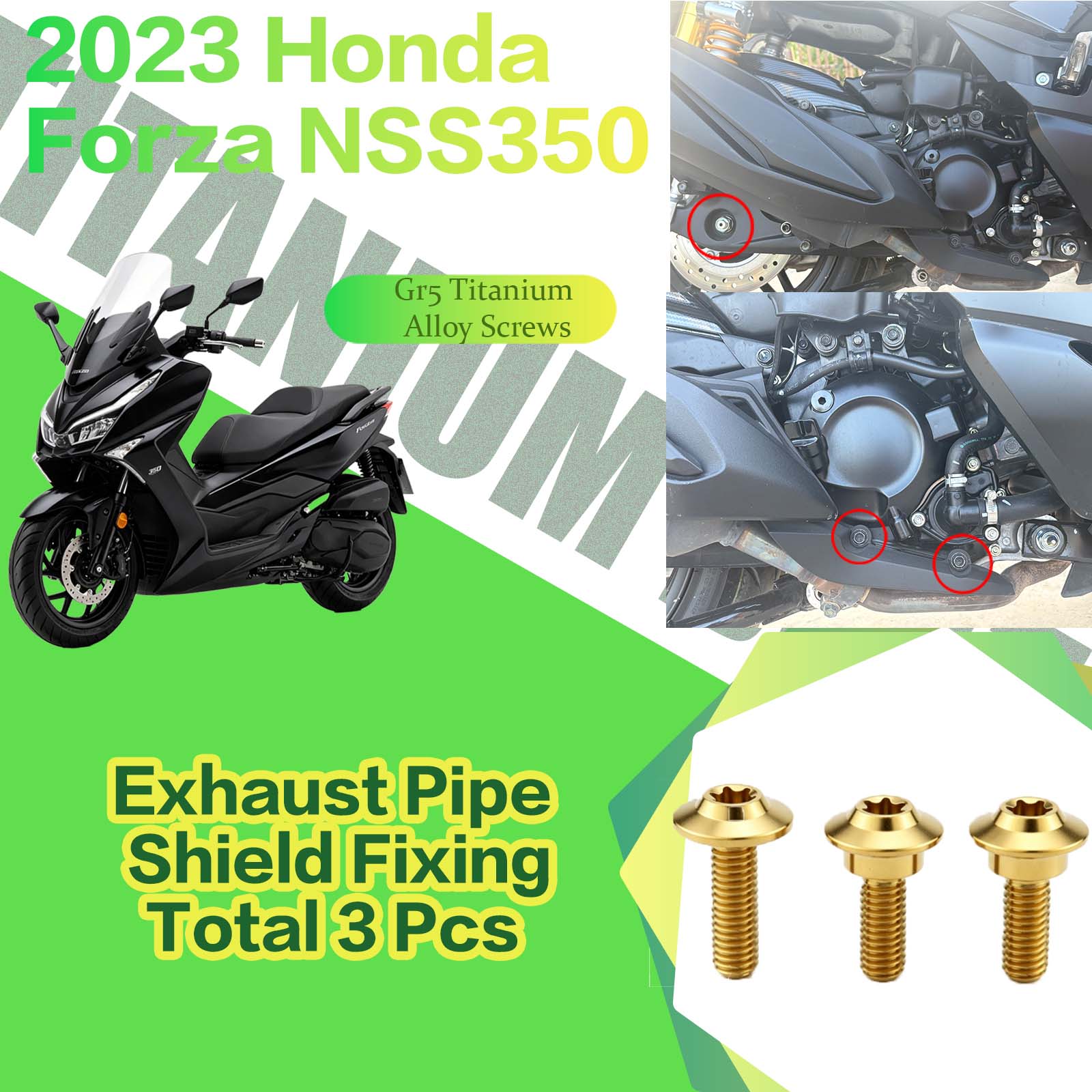 TIFOLD Titanium Alloy Modification Screws for Honda NSS350 Motorcycle, 2023 Model
