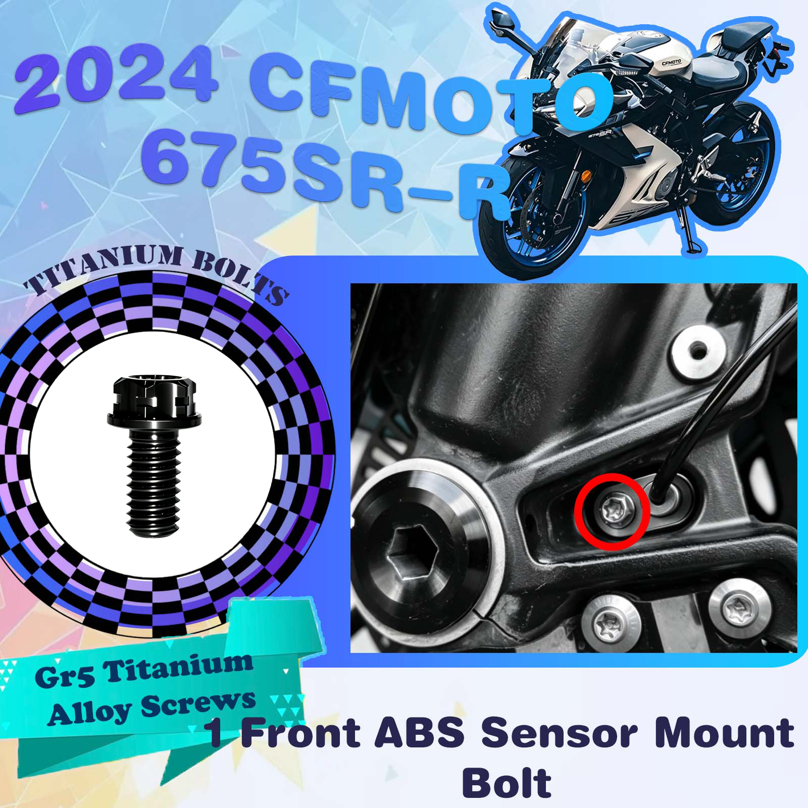 TIFOLD Full‑Vehicle Titanium Alloy Modification Screws for CFMOTO 675 SR‑R, 2024 Model