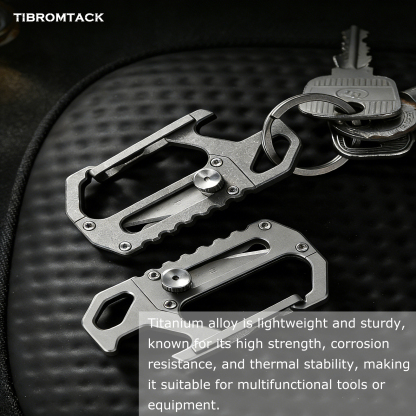 Titanium Carabiner Knife, EDC Keychain Multitool with Bottle Opener, Lightweight & Durable Keychain Tool for Daily Carry, Outdoor Activities (0.6oz, 2.5 Inches)