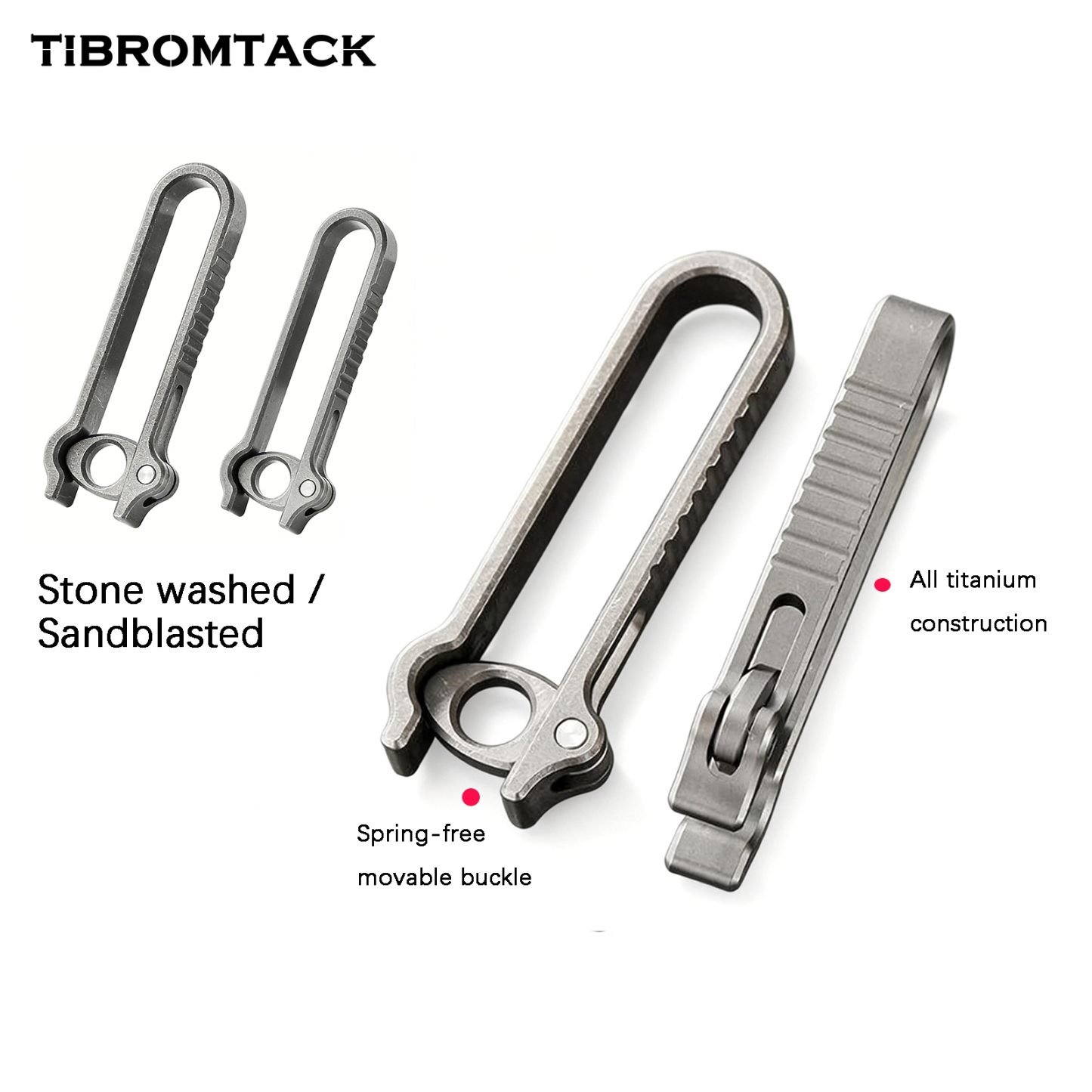 TIBROMTACK Titanium Alloy Key Clip, Belt Clip for Keys with Quick Release Buckle, Lightweight High Strength (58×21×6mm/10.3g)