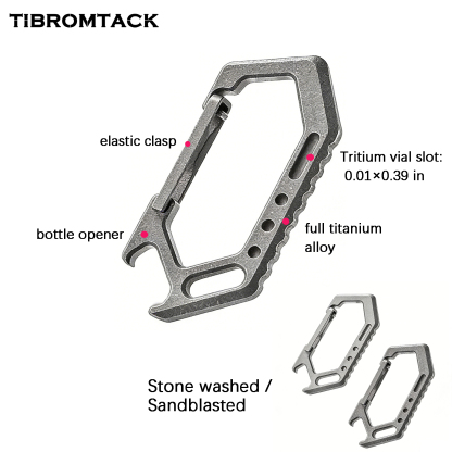 TIBROMTACK Gr5 Titanium Carabiner, EDC Multitool with Keychain Bottle Opener, Lightweight 15g for Outdoor & Daily Use