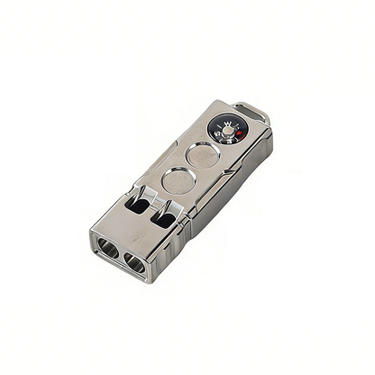 TIBROMTACK Multifunctional Titanium Whistle, Gr5 Titanium Emergency Survival Whistle, Loud Double Tube Whistle with Compass