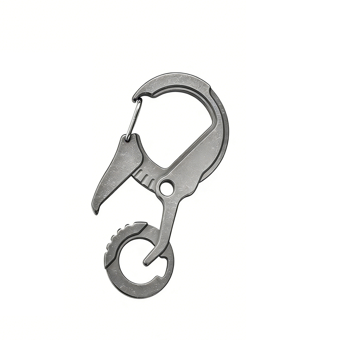 TIBROMTACK Titanium Carabiner Multitool, EDC Carabiner Keychain, Gr5 Titanium Key Ring, Lightweight 14g/0.49oz Keychain Carabiner for Keys, Bottle Opener (63×31×4mm)