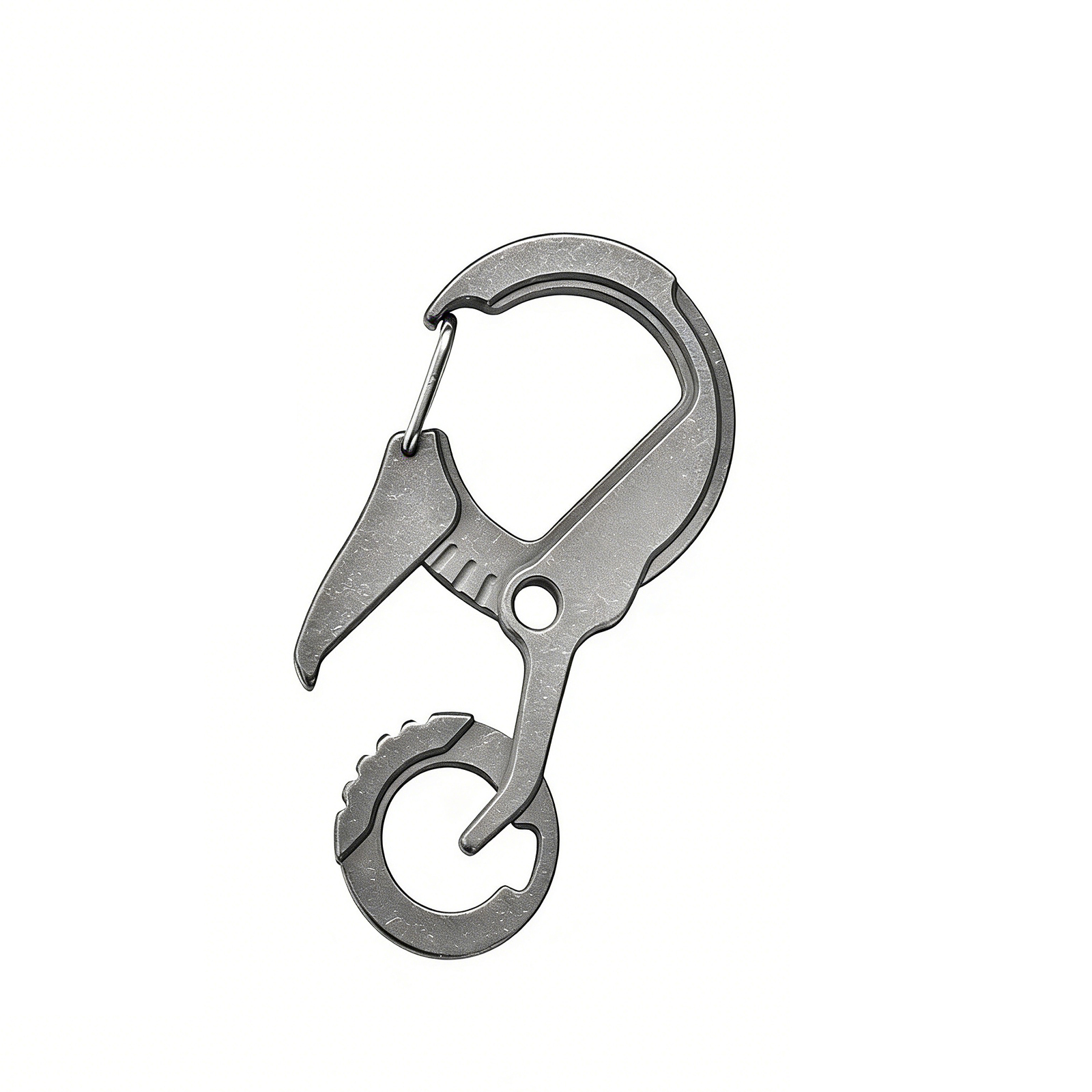 TIBROMTACK Titanium Carabiner Multitool, EDC Carabiner Keychain, Gr5 Titanium Key Ring, Lightweight 14g/0.49oz Keychain Carabiner for Keys, Bottle Opener (63×31×4mm)