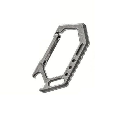 TIBROMTACK Gr5 Titanium Carabiner, EDC Multitool with Keychain Bottle Opener, Lightweight 15g for Outdoor & Daily Use