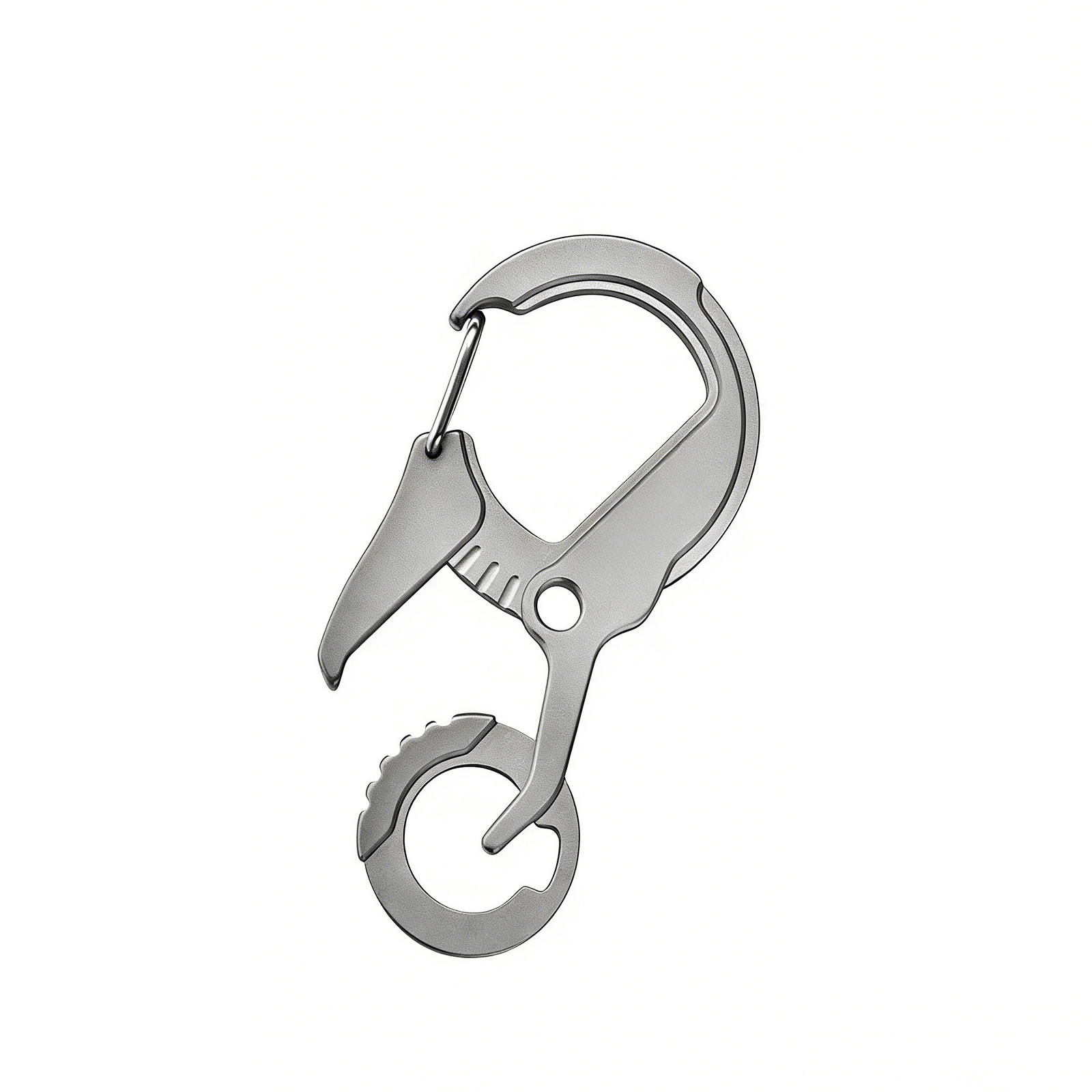 TIBROMTACK Titanium Carabiner Multitool, EDC Carabiner Keychain, Gr5 Titanium Key Ring, Lightweight 14g/0.49oz Keychain Carabiner for Keys, Bottle Opener (63×31×4mm)