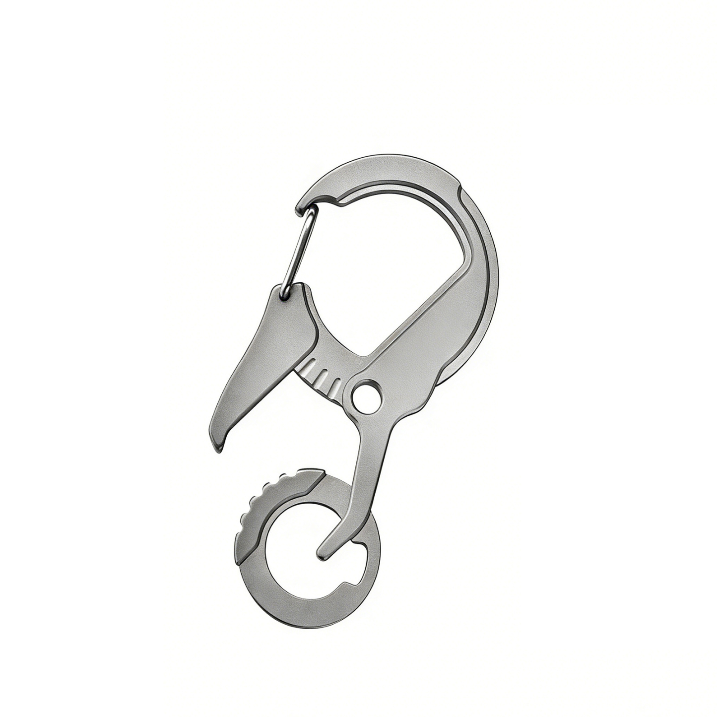 TIBROMTACK Titanium Carabiner Multitool, EDC Carabiner Keychain, Gr5 Titanium Key Ring, Lightweight 14g/0.49oz Keychain Carabiner for Keys, Bottle Opener (63×31×4mm)