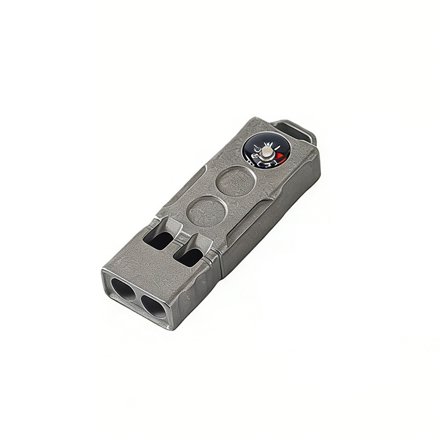 TIBROMTACK Multifunctional Titanium Whistle, Gr5 Titanium Emergency Survival Whistle, Loud Double Tube Whistle with Compass