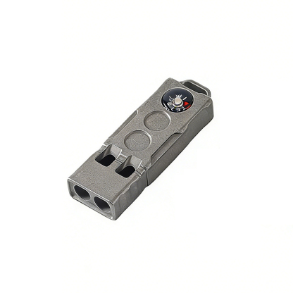 TIBROMTACK Multifunctional Titanium Whistle, Gr5 Titanium Emergency Survival Whistle, Loud Double Tube Whistle with Compass