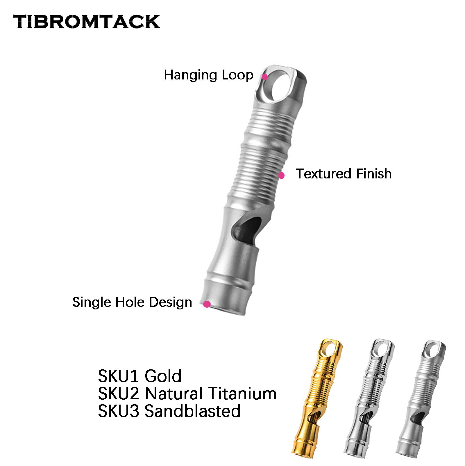 TIBROMTACK Titanium Whistle, Gr5 Titanium Material, Portable Whistle for Outdoor Emergency Rescue