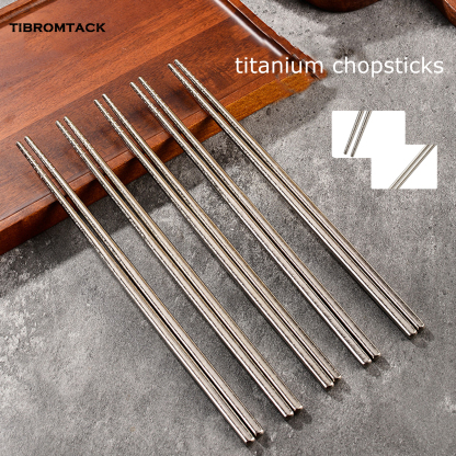 Premium Titanium Chopsticks 9 Inch (23cm) - Food Grade Reusable Metal Chopsticks, Ultra Lightweight 0.54oz (15.4g) Korean Style Chop Sticks for Rice, Noodles, Outdoor Camping & Gift - Durable & Bacteria-Resistant