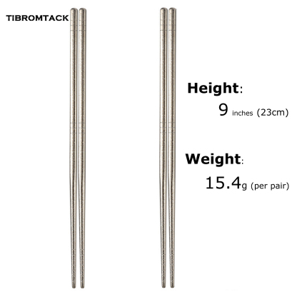 Premium Titanium Chopsticks 9 Inch (23cm) - Food Grade Reusable Metal Chopsticks, Ultra Lightweight 0.54oz (15.4g) Korean Style Chop Sticks for Rice, Noodles, Outdoor Camping & Gift - Durable & Bacteria-Resistant
