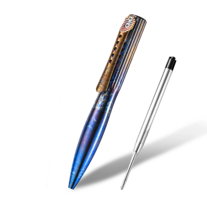 TIBROMTACK Pure Titanium Bolt Action Pen - 110mm/4.33in 38g Titanium Tactical Pen | Steel-Strength Business Pen for Writing & Self Defense, BPA Free