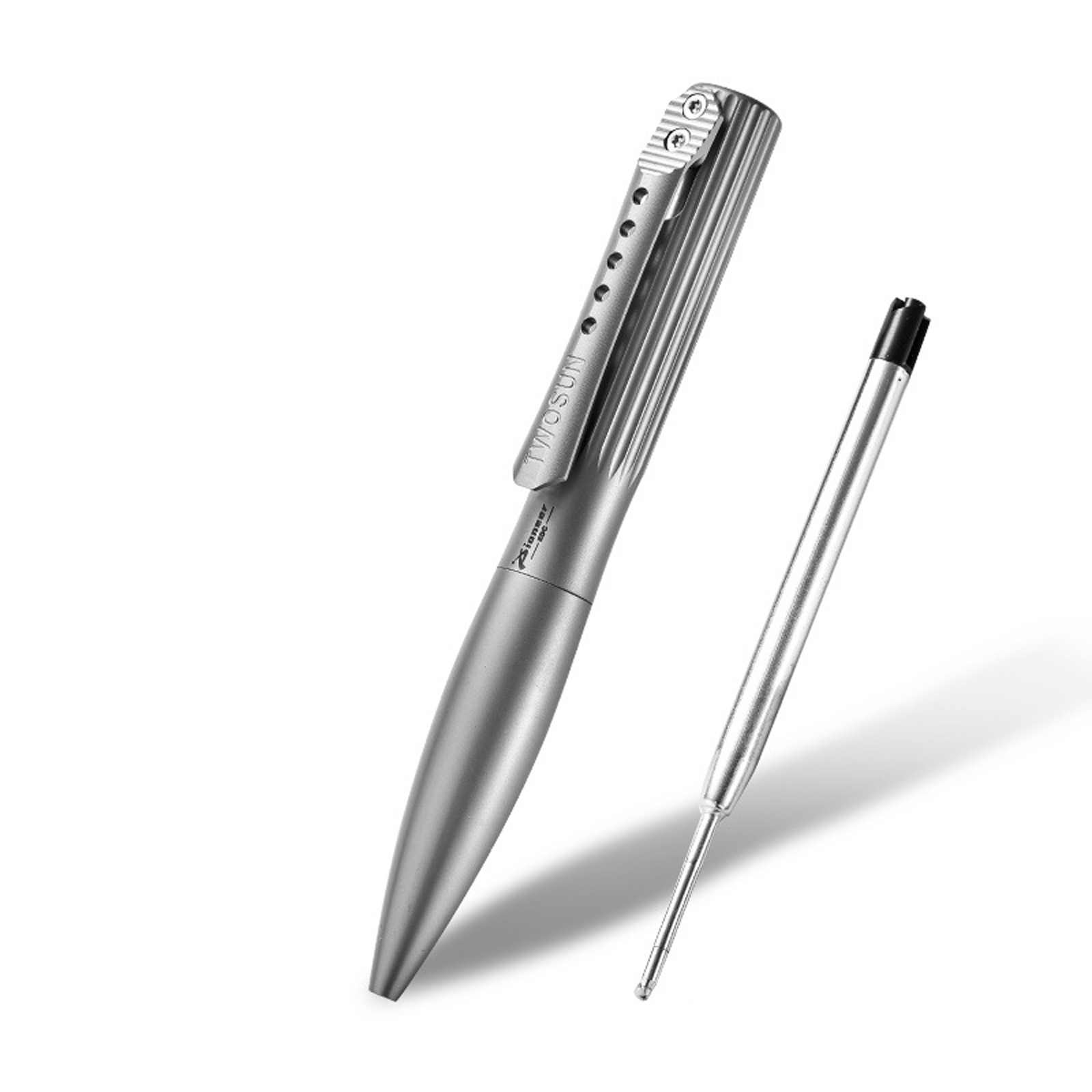 TIBROMTACK Pure Titanium Bolt Action Pen - 110mm/4.33in 38g Titanium Tactical Pen | Steel-Strength Business Pen for Writing & Self Defense, BPA Free