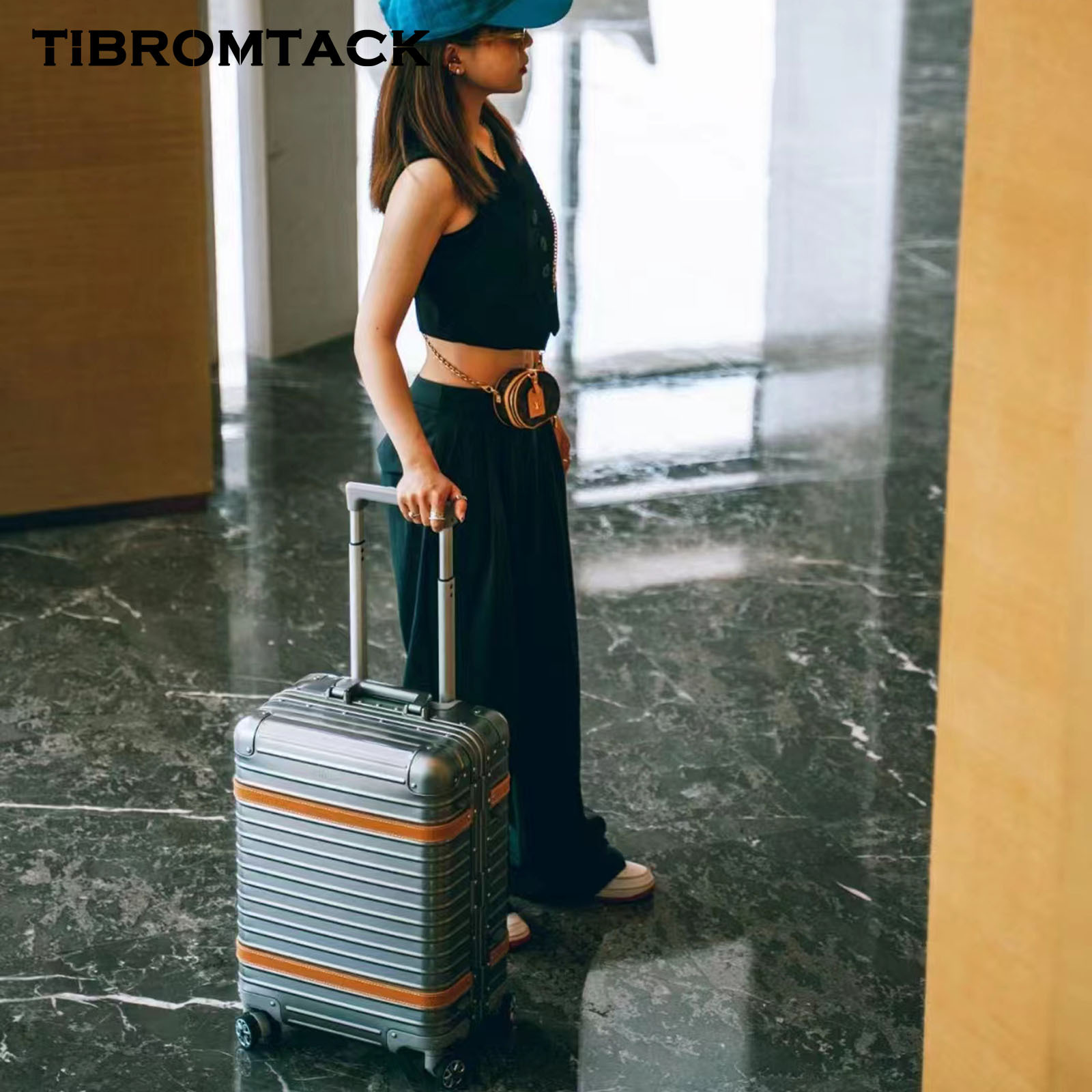 Titanium Carry On Luggage Airline Approved 20 Inch Suitcases with Wheels Luxury Metal Spinner Wheels Titan Metal Hard Shell with TSA Lock