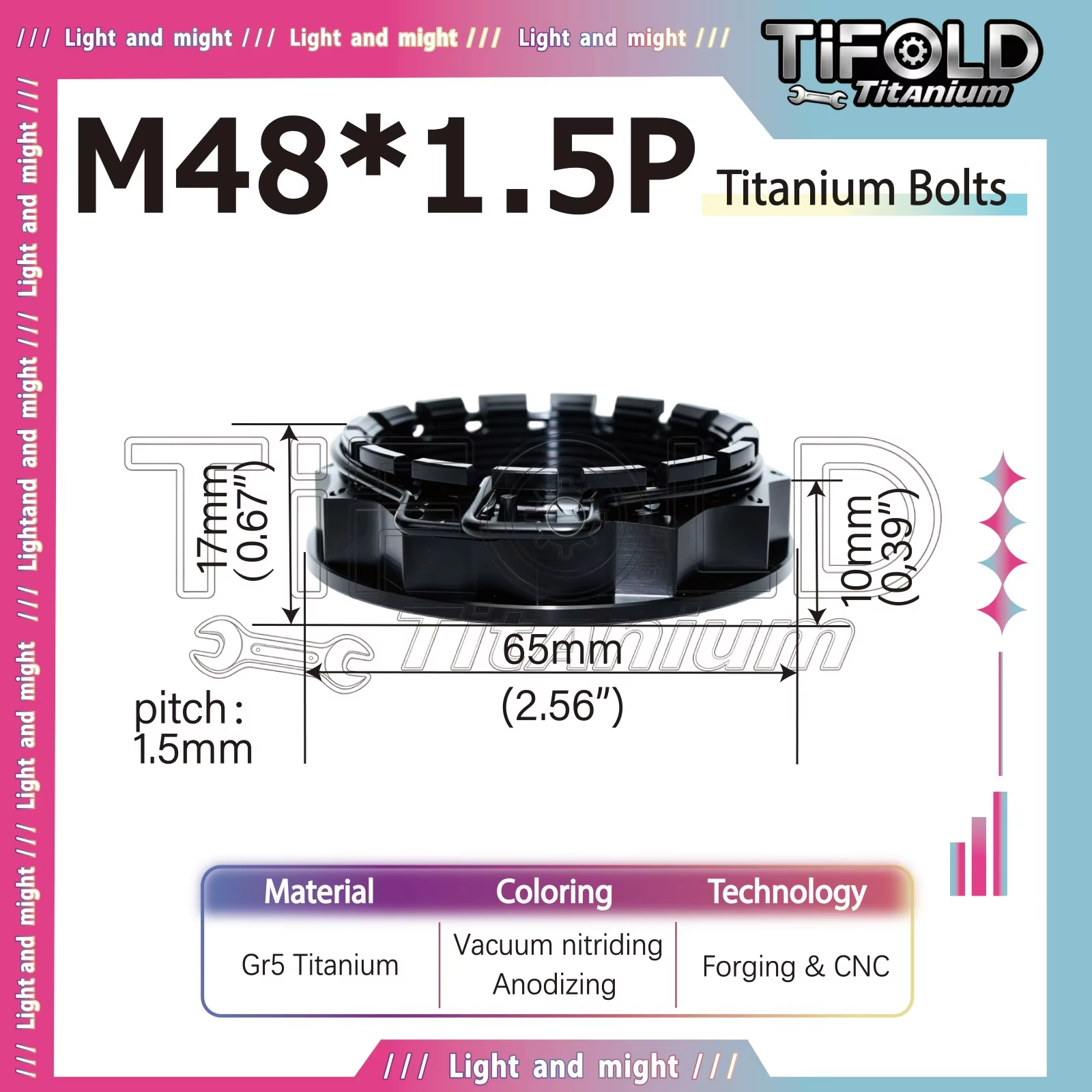 TIFOLD M48x1.5P Gr5 Titanium Axle Wheel Nut with Circlip for DUCATI Motorcycle