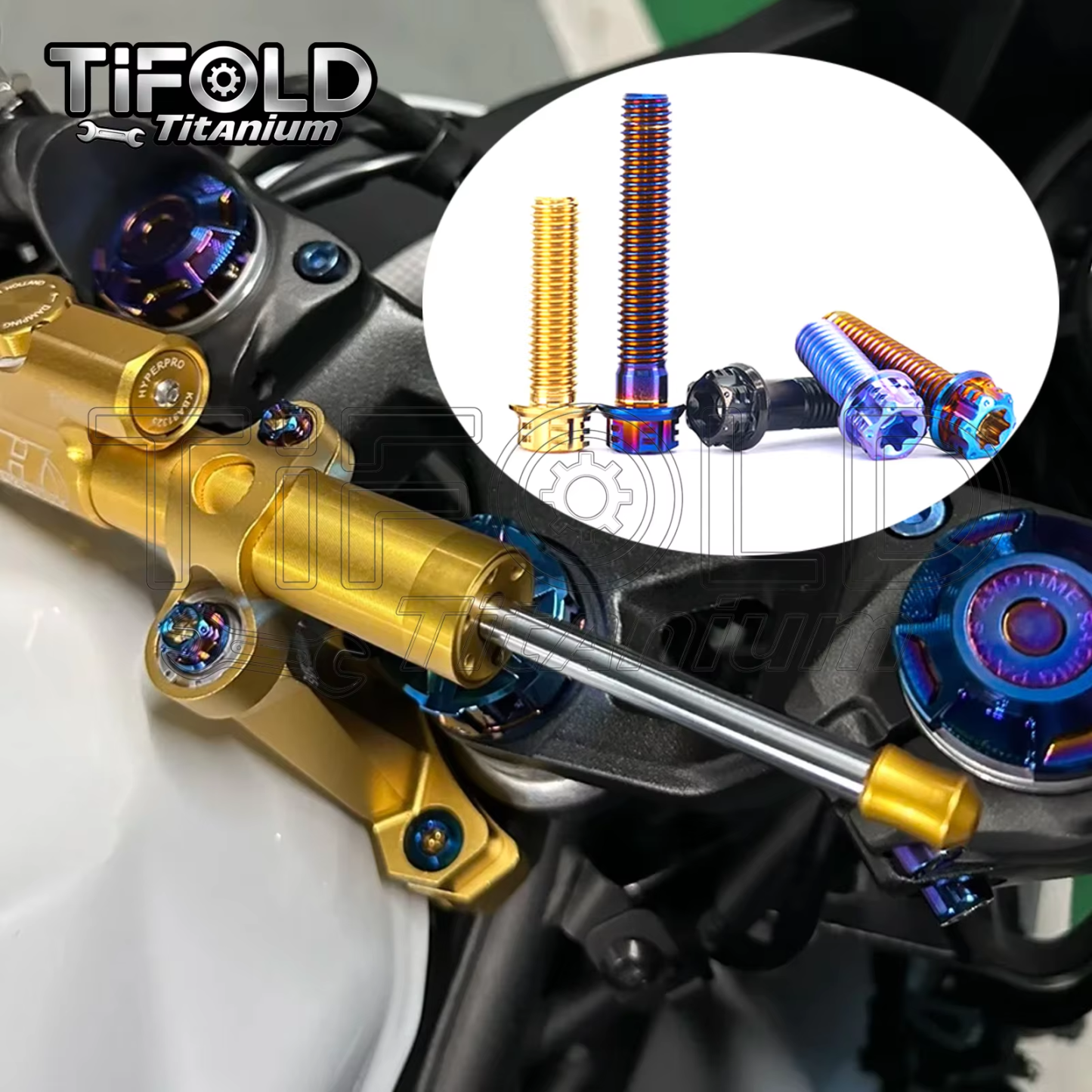 TIFOLD 4 pieces M10 1.25P titanium alloy screw flange inner and outer plum blossom screw engine pump fork screw