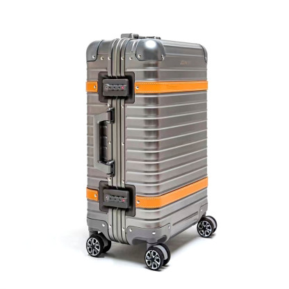 Titanium Carry On Luggage Airline Approved 20 Inch Suitcases with Wheels Luxury Metal Spinner Wheels Titan Metal Hard Shell with TSA Lock