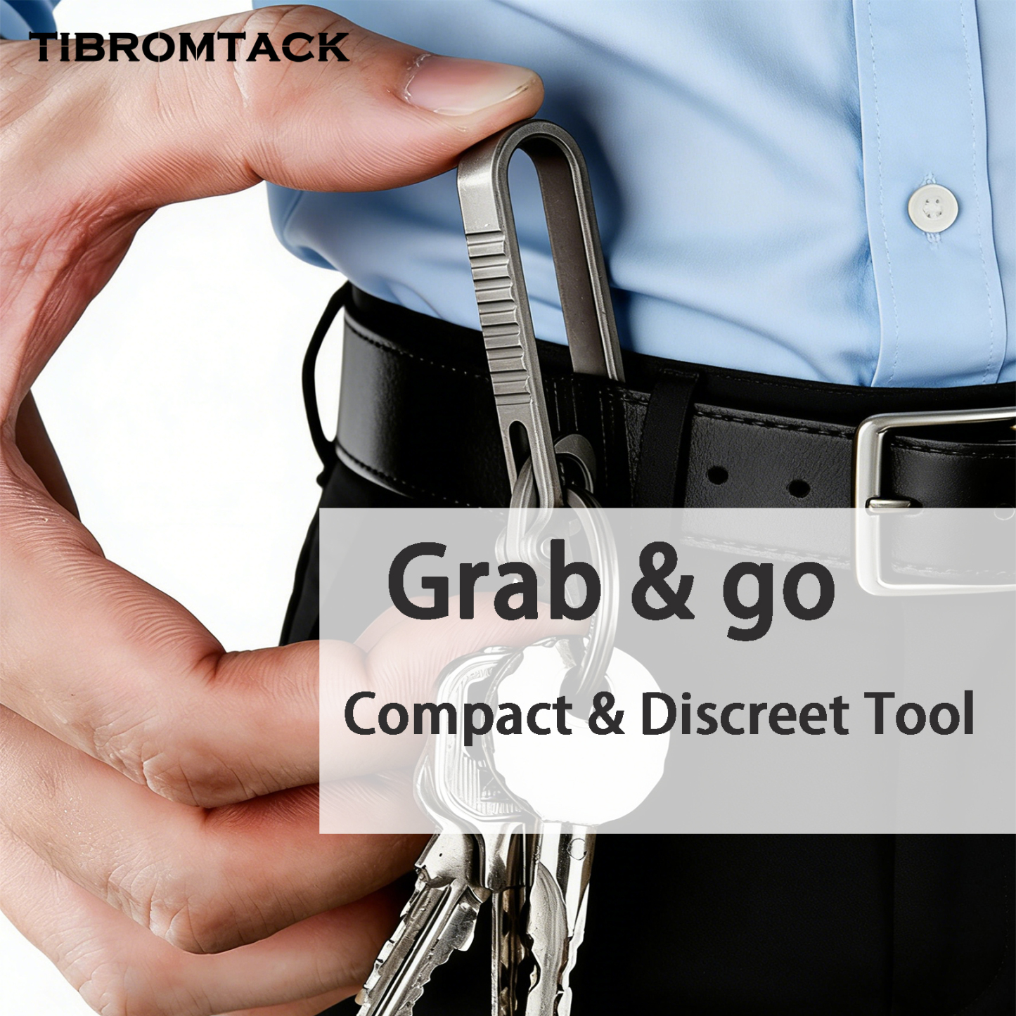 TIBROMTACK Titanium Alloy Key Clip, Belt Clip for Keys with Quick Release Buckle, Lightweight High Strength (58×21×6mm/10.3g)
