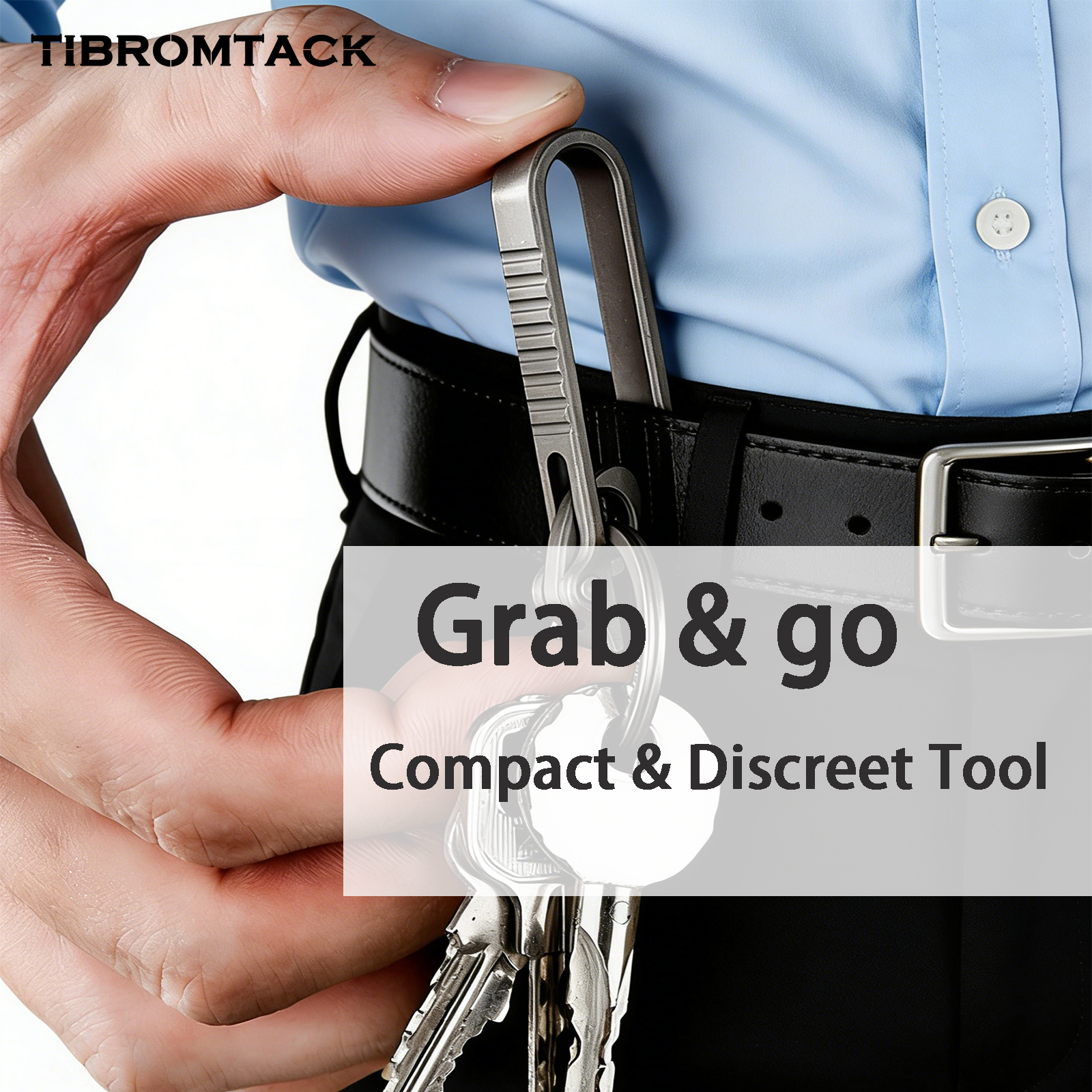 TIBROMTACK Titanium Alloy Key Clip, Belt Clip for Keys with Quick Release Buckle, Lightweight High Strength (58×21×6mm/10.3g)