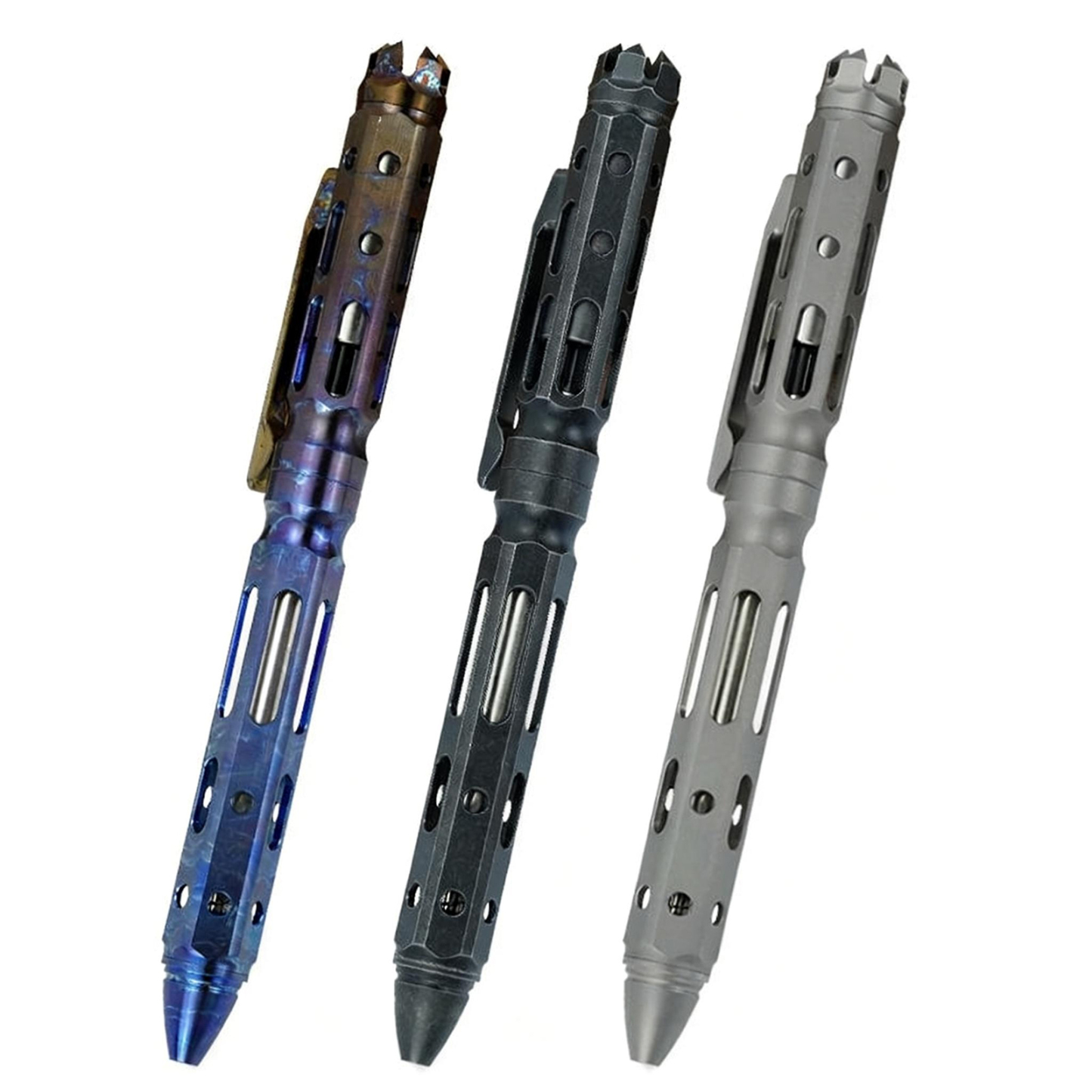 EDC Titanium Bolt Action Pen, Tactical Self Defense Pen with Hollow Design, Lightweight Gr5 Titanium Writing Pen for EDC Everyday Carry (5.43 in × 0.47 in, 1.27oz)