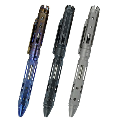 EDC Titanium Bolt Action Pen, Tactical Self Defense Pen with Hollow Design, Lightweight Gr5 Titanium Writing Pen for EDC Everyday Carry (5.43 in × 0.47 in, 1.27oz)
