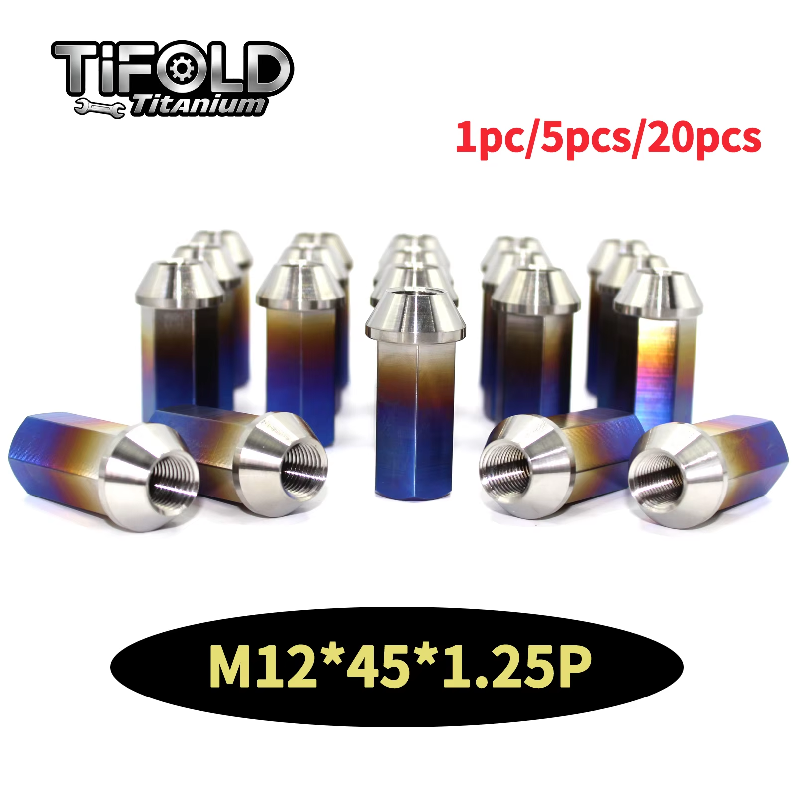 TIFOLD M12x45x1.25P Titanium alloy car wheel hub screws  (1pc/5pcs/10pcs)