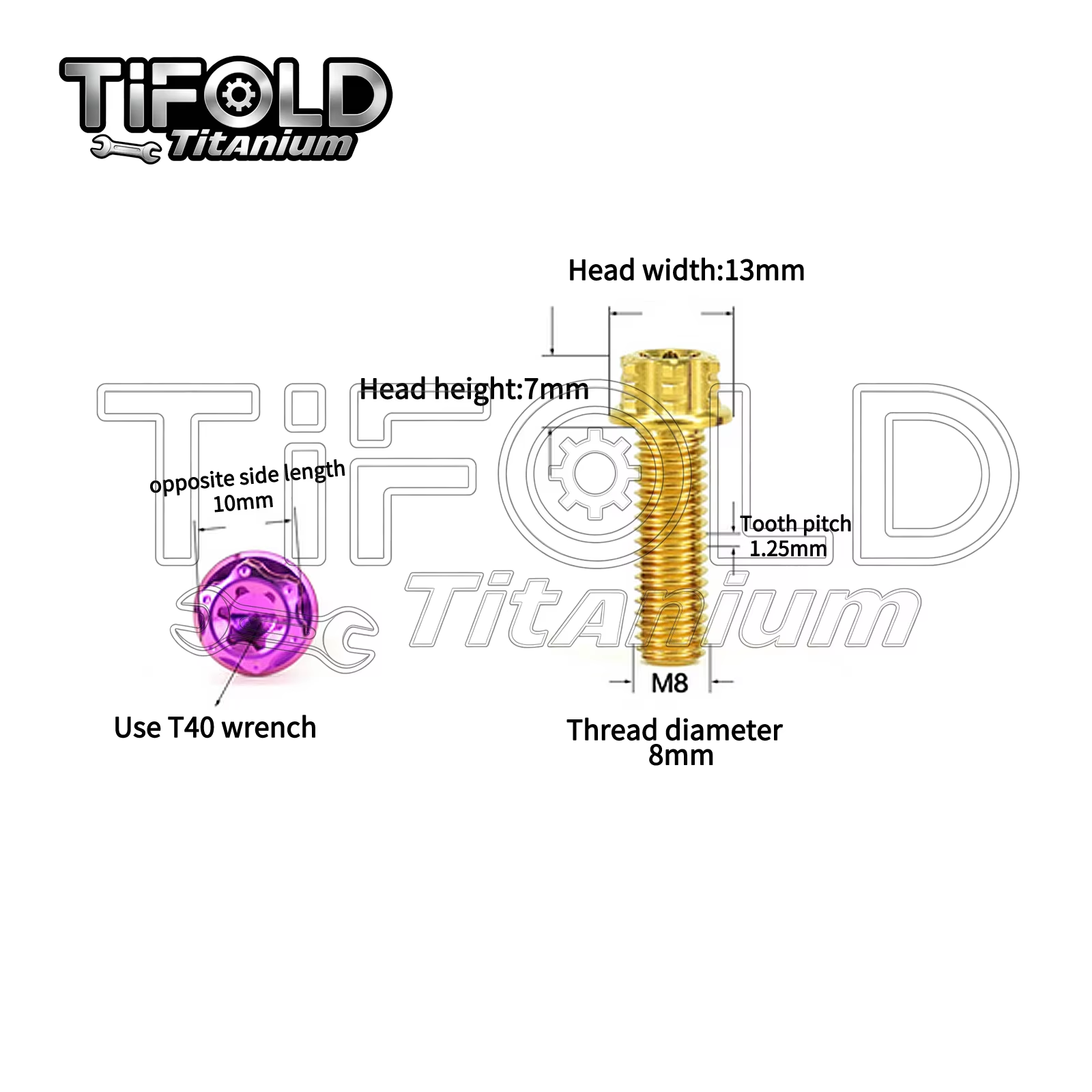 TIFOLD 4 pieces M8 titanium alloy screw flange inner and outer plum blossom screw engine pump fork screw