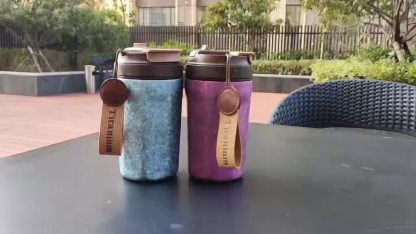 TIBROMTACK 15oz Travel Coffee Mug Titanium Coffee Travel Cup with Lid Leak Proof Small Travel Mug Reusable Portable Coffee Cup Insulated Coffee Tumbler for Hot and Cold Drinks